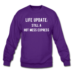 Load image into Gallery viewer, life update: still a hot mess express Unisex Crewneck Sweatshirt - purple
