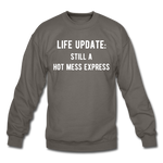 Load image into Gallery viewer, life update: still a hot mess express Unisex Crewneck Sweatshirt - asphalt gray
