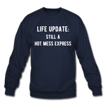 Load image into Gallery viewer, life update: still a hot mess express Unisex Crewneck Sweatshirt - navy
