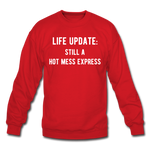 Load image into Gallery viewer, life update: still a hot mess express Unisex Crewneck Sweatshirt - red
