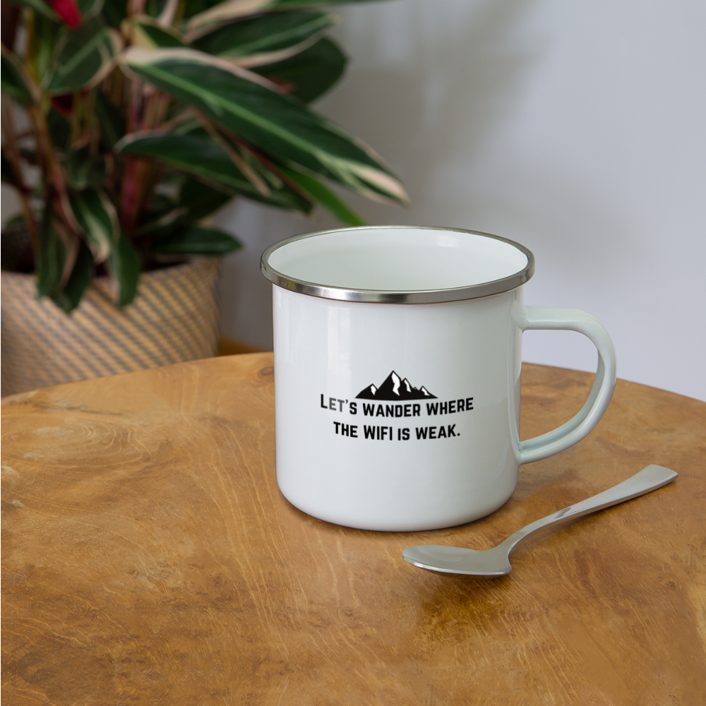 let's wander where the WIFI is weak. Camper Mug - white