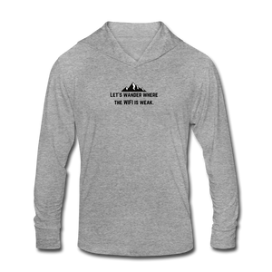 let's wander where the WiFi is weak. Unisex Tri-Blend Hoodie Shirt - heather gray