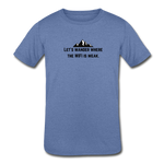 Load image into Gallery viewer, let&#39;s wander where the WiFi is weak. KIDS Tri-Blend T-Shirt (Bella + Canvas) - heather Blue
