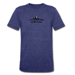 Load image into Gallery viewer, Let&#39;s wander where the WiFi is weak. Unisex Tri-Blend T-Shirt (Bella + Canvas) - heather indigo
