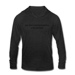 Load image into Gallery viewer, you don&#39;t need permission to be yourself. Unisex Tri-Blend Long sleeve Hooded Shirt - heather black
