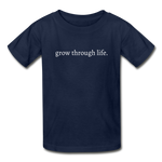 Load image into Gallery viewer, grow through life. Gildan Ultra Cotton Youth T-Shirt - navy
