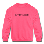 Load image into Gallery viewer, grow through life. Kids&#39; Crewneck Sweatshirt - neon pink
