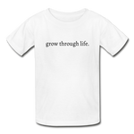 Load image into Gallery viewer, grow through life. Gildan Ultra Cotton Youth T-Shirt - white
