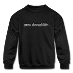 Load image into Gallery viewer, grow through life. Kids&#39; Crewneck Sweatshirt - black
