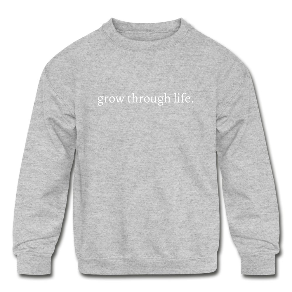 grow through life. Kids' Crewneck Sweatshirt - heather gray