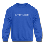 Load image into Gallery viewer, grow through life. Kids&#39; Crewneck Sweatshirt - royal blue
