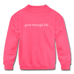 Load image into Gallery viewer, grow through life. Kids&#39; Crewneck Sweatshirt - neon pink
