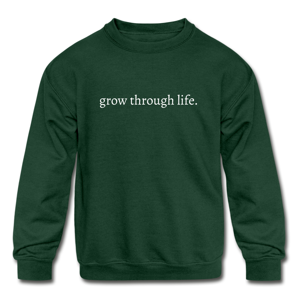 grow through life. Kids' Crewneck Sweatshirt - forest green