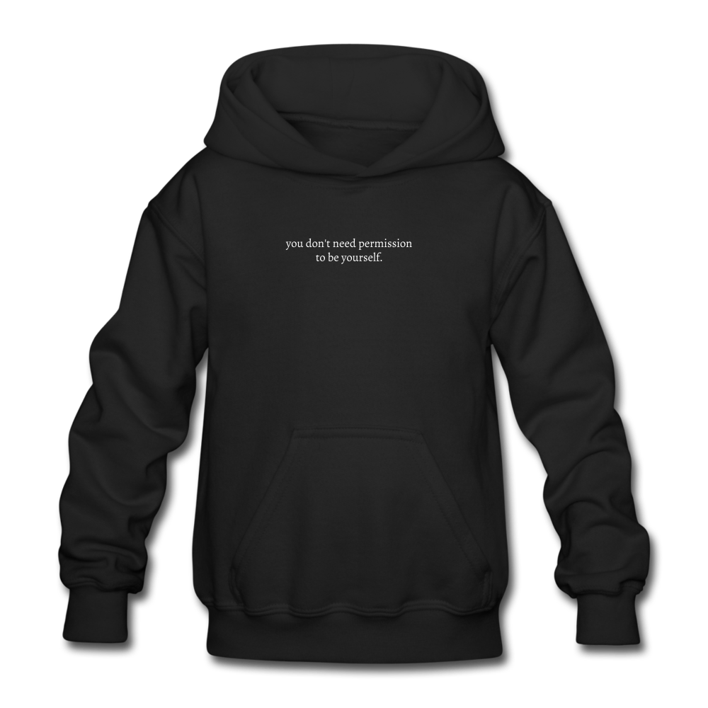 you don't need permission to be yourself. Gildan Heavy Blend Youth Hoodie - black