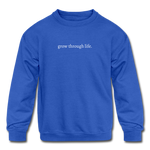 Load image into Gallery viewer, grow through life. Kids&#39; Crewneck Sweatshirt - royal blue
