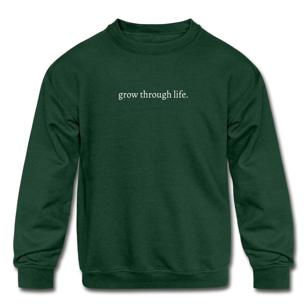 grow through life. Kids' Crewneck Sweatshirt - forest green