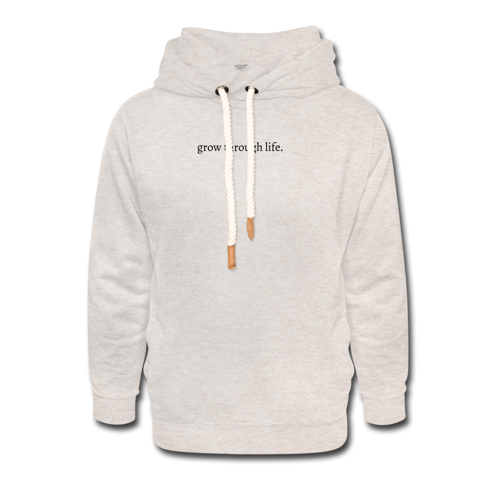 grow through life. Shawl Collar Hoodie - heather oatmeal