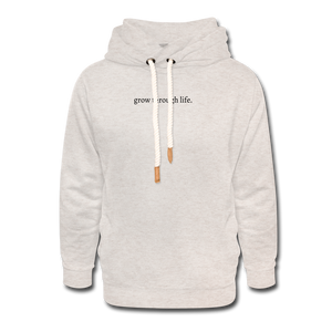 grow through life. Shawl Collar Hoodie - heather oatmeal