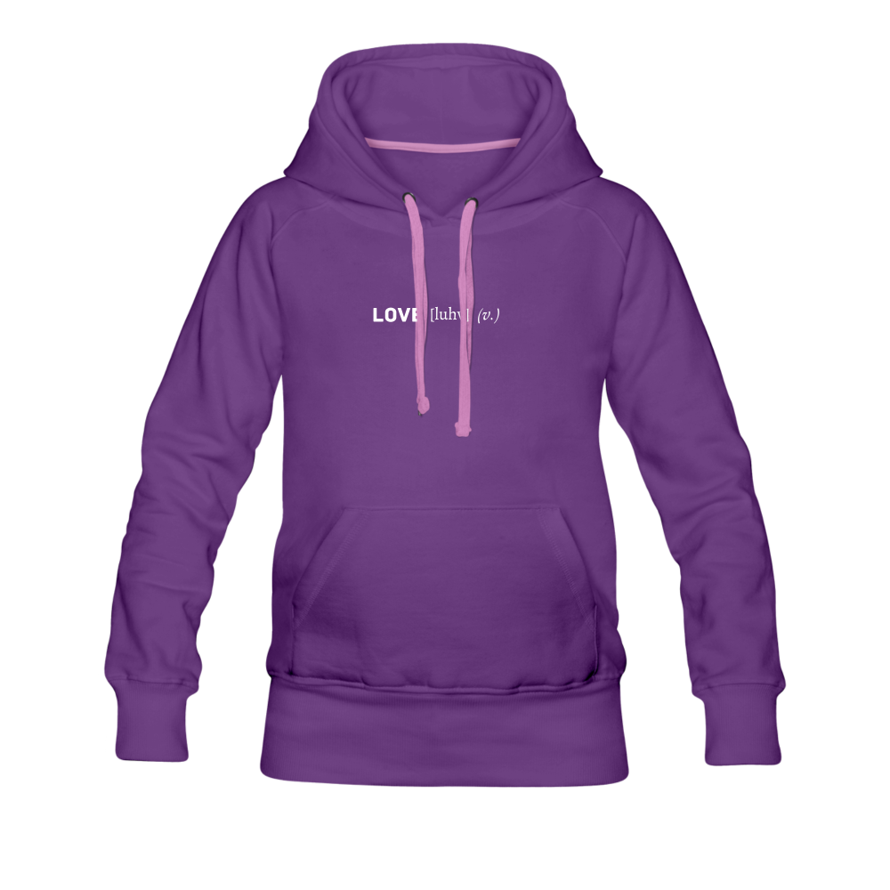 love is a verb (dictionary entry) Women’s Premium Hoodie - purple